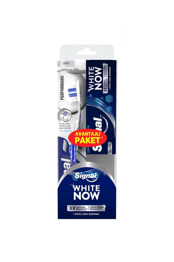 Signal White Now Diş Macunu (Lekesiz Temizlik 50 ml.) + Signal Performans Diş Fırçası (Orta)