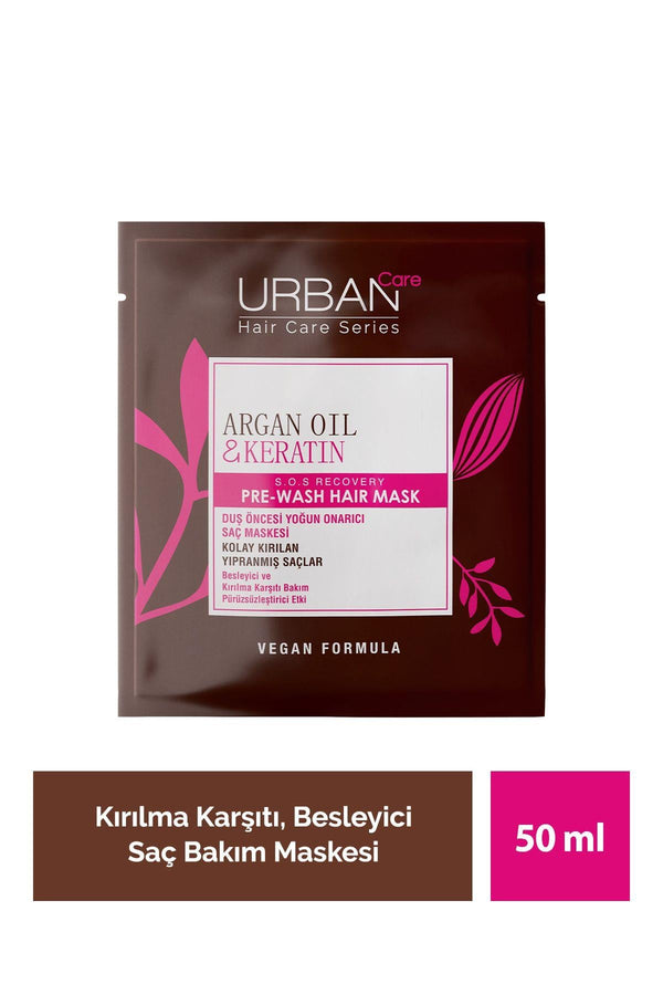 Urban Care Argan Yağı & Keratin Kolay Kırılan Saçlar Besleyici Duş Öncesi Saç Bakım Maskesi-vegan-50ml