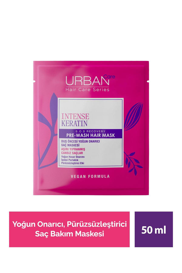 Urban Care Intense Keratin Aşırı Yıpranmış Saçlar Onarıcı Duş Öncesi Saç Bakım Maskesi-vegan -50ml