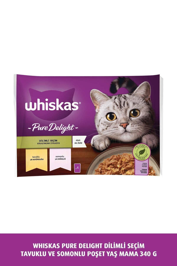 Whiskas Pouch Pure Delight Jöle Içinde Tavuklu/somonlu Kedi Konservesi 85gr ( 4´lü )