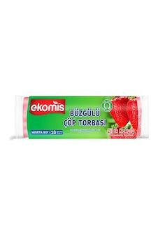 Ekomis Büzgülü Çöp Torbası M Boy 10 Adet Çilek Kokulu