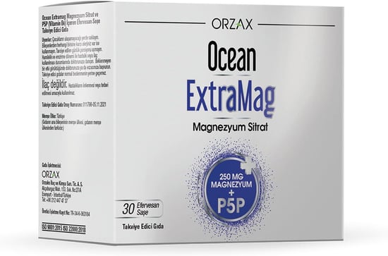 Orzax Ocean Extramag Magnezyum Sitrat 250 Mg Magnezyum + P5p 30 Efervesan Saşe