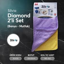 Silvia Diamond 2'li Kartelalı Mikrofiber Bez 32x32 Cm