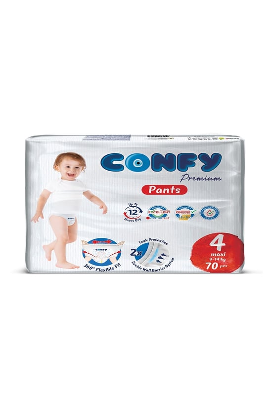 Confy Premium Külot Bebek Bezi 4 Numara Maxi 9 - 14 Kg 70 Adet