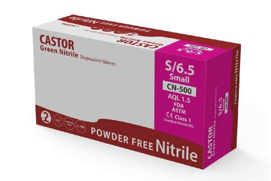 Castor CN-500 Pudrasız Yeşil Nitril Kullan At Muayene Eldiveni S/7