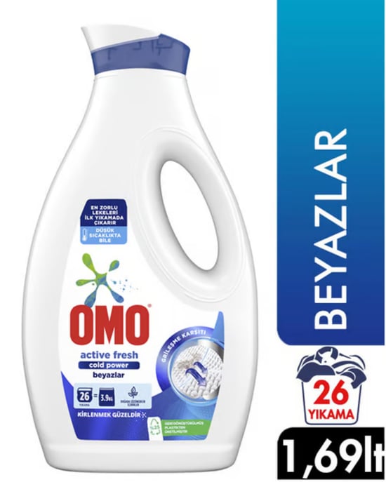 Omo Sıvı Çamaşır Deterjanı 1,69 Lt 26 Yıkama Active Fresh