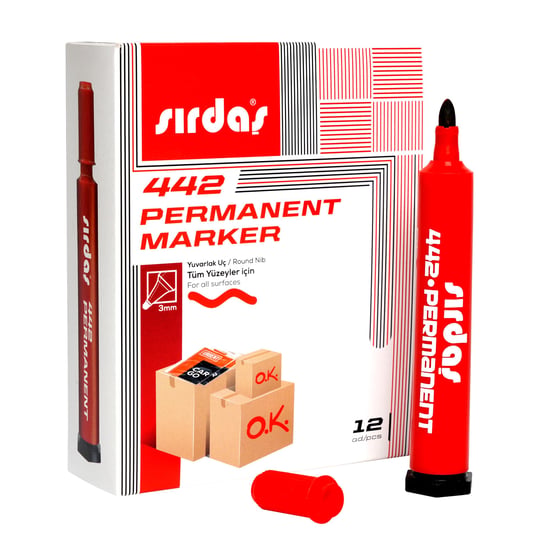 Sirdaş Yuvarlak Uç Kirmizi Renk Marker Koli̇ Kalemi̇ 3mm