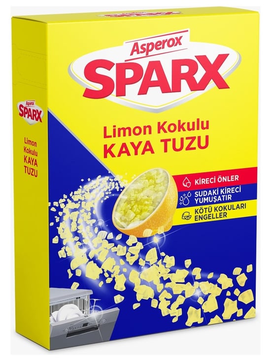 Asperox Sparx Limon Kokulu Bulaşık Makinesi Kaya Tuzu 1,5 Kg