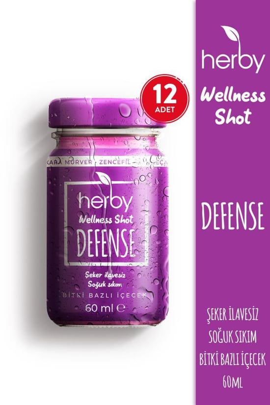 Herby Defense Ginger Shot 12'li Paket Bağışıklık Desteği Bitki Bazlı içecek 60 ml