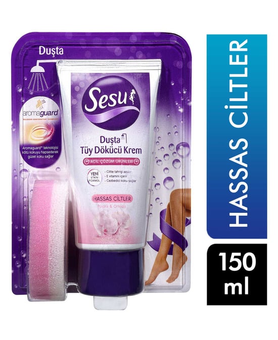 Sesu Duşta Tüy Dökücü Krem 150 Ml X 12'li Paket Hassas Ciltler İçin