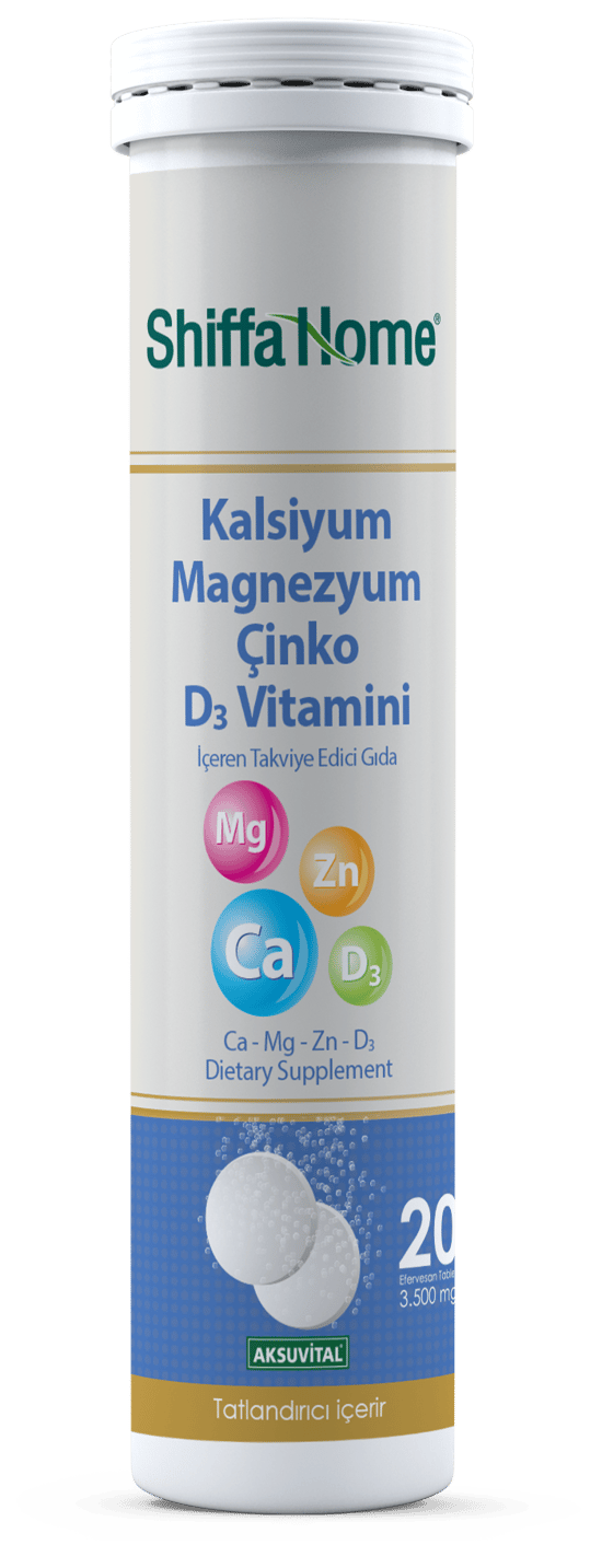 Shiffa Home Kalsiyum Magnezyum Çinko D3 Vitamini - 20 Efervesan Tablet