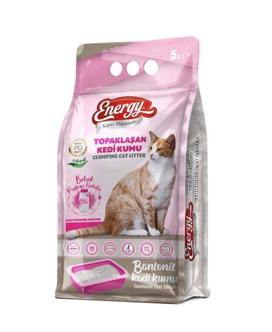 Energy Süper Premium Bentonit Kedi Kumu 5 Lt Pudra Kokulu