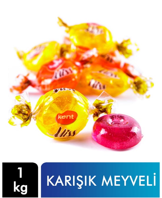 Kent Miss Bonbon Bayram Şekeri 1 kg Karışık Meyve Aromalı