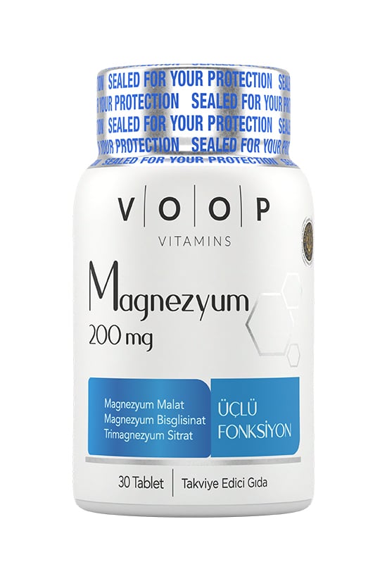 Voop Magnezyum Malat, Sitrat Ve Bisglisinat 200 Mg 30 Tablet