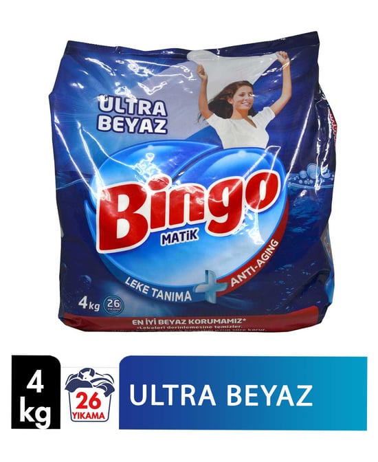 Bingo Toz Çamaşır Deterjanı 4 Kg 26 Yıkama Ultra Beyaz