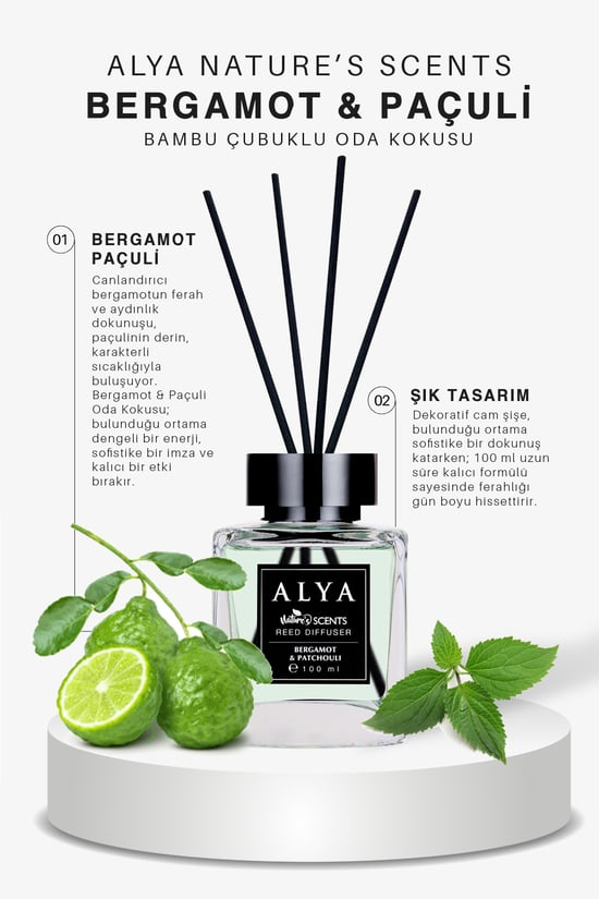Alya Nature's Scents Bergamot & Patchouli Bambu Çubuklu Oda Kokusu - Bergamot & Paçuli Kokusu