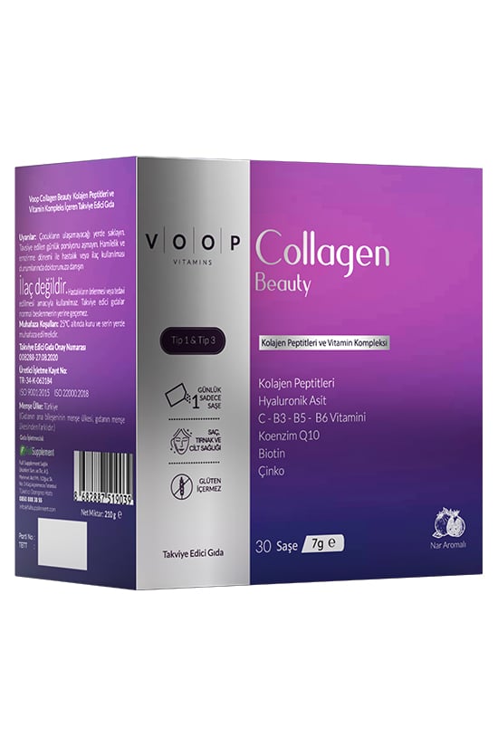 Voop Collagen Beauty Yüksek Biyoaktif Hidrolize Kolajen %100 Doğal 30 Toz Saşe