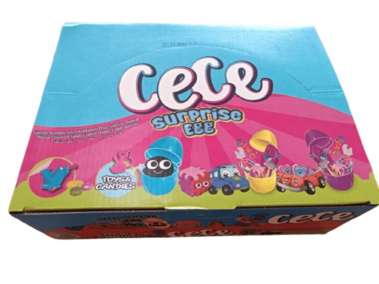 Cece Surprise Egg Karışık Aromalı Şeker Kaplamalı Oyuncaklı Plastik Yumurta 5gr 12'li