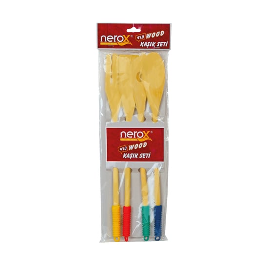NEROX KAŞIK SETİ WOOD Renkli 4lü NRX-0759