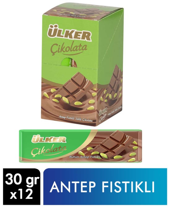 Ülker Baton Antep Fıstıklı Sütlü Çikolata 30 Gr X 12'li Paket