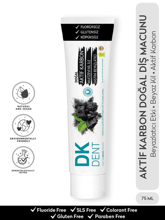 Dk Dent Diş Macunu 75 Ml Aktif Karbon & Kil Beyazlatıcı