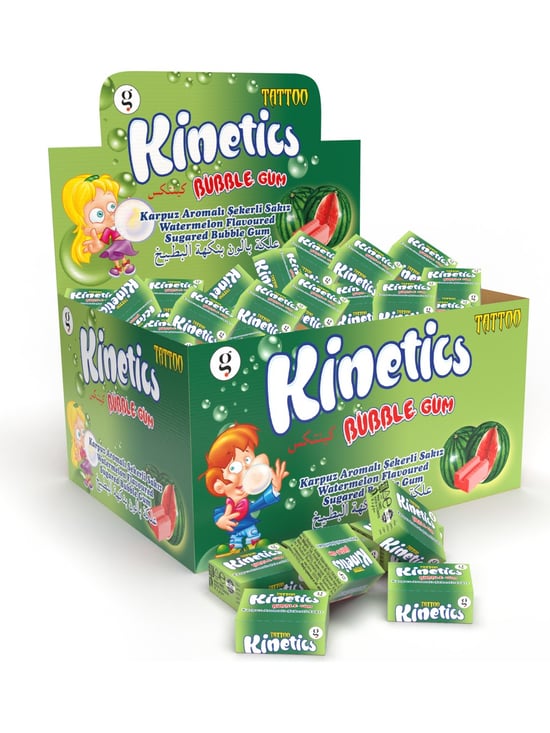 Kinetics Tekli Sakız Tattolu Karpuz Aromalı Şekerli Sakız 100 Adet 3.5 Gr