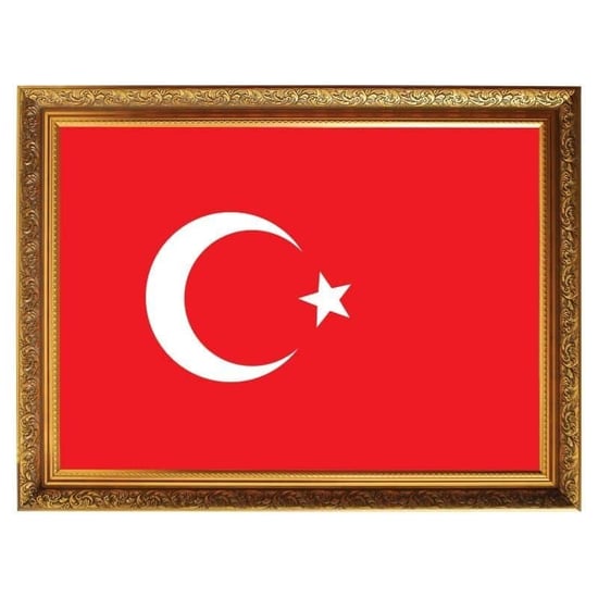 Yaldizli Çerçeveli Türk Bayraği - 35x50cm