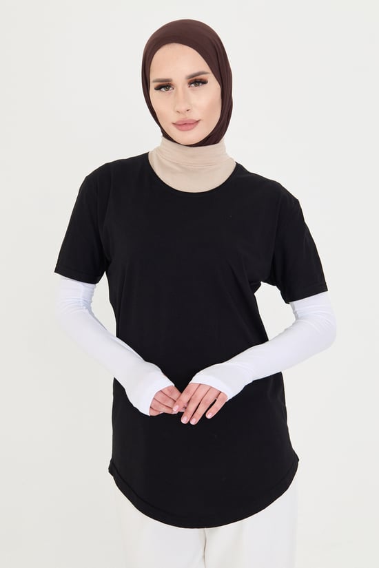 Hürrem Bone Beyaz Tesettür Parmak Geçmeli Kolluk Viskon Düz 1024_42