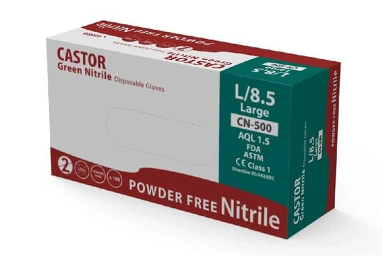 Castor Cn-500 Pudrasız Yeşil Nitril Kullan At Muayene Eldiveni L/9