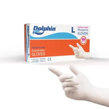 Dolphin Pudrasız Lateks Muayene Eldiveni L Beden 100 Adet - Mdr