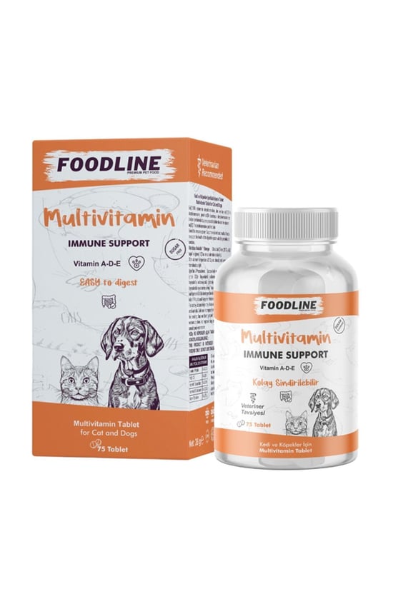Foodline Multivitamin 75 Tablet | Kedi ve Köpekler için Bağışıklık Destekleyici