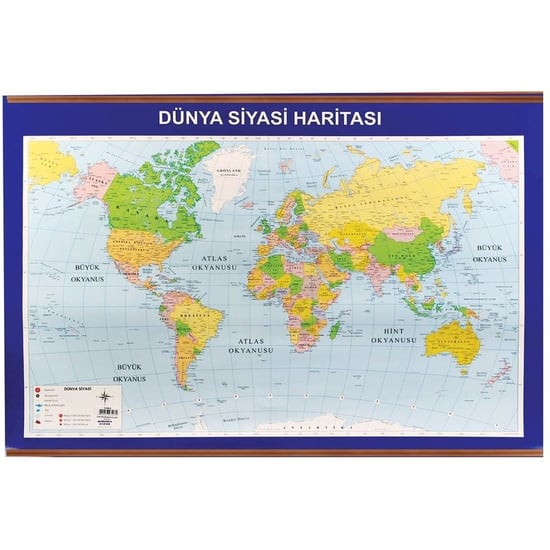 Dünya Siyasi ve Fiziki Haritasi (çıtalı)