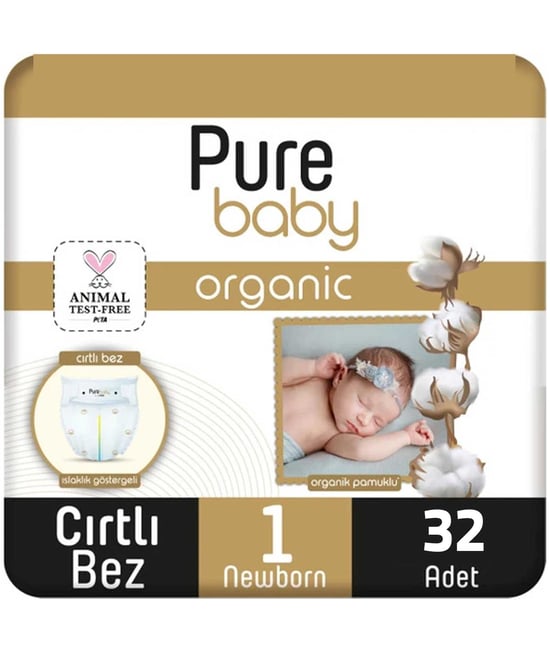 Pure Baby Bebek Bezi Pamuk Jumbo Paket Yenidoğan 32'li