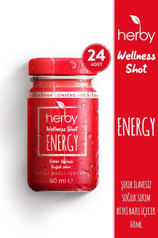 Energy Ginseng Shot 24'lü Paket Enerji Desteği Bitki Bazlı İçecek 60 Ml