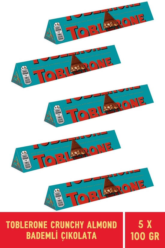 Toblerone Crunchy Almond Bademli Tablet Çikolata 100 Gr - 5 Adet