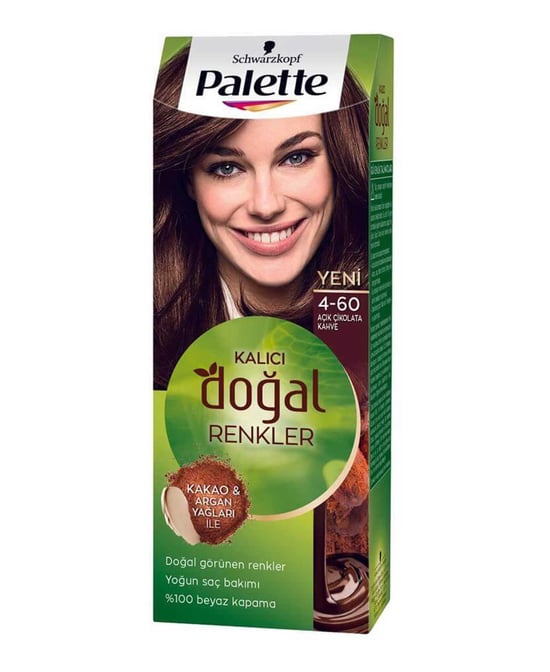 Palette Doğal Kalıcı Renkler Saç Boyası 4-60 Açık Çikolata Kahve