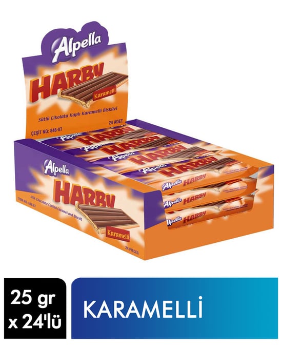 Alpella Harby Çikolata Karamelli 25 Gr X 24'lü Paket