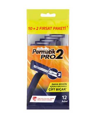 Gillette Permatik Pro 2 Tıraş Bıçağı 12'li Poşet