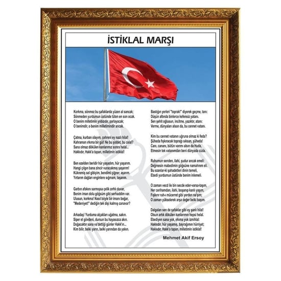 Yaldizli Çerçeveli İstiklal Marşi