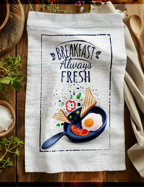 Yorkadesign Baskılı Mutfak Havlusu Breakfast Desen