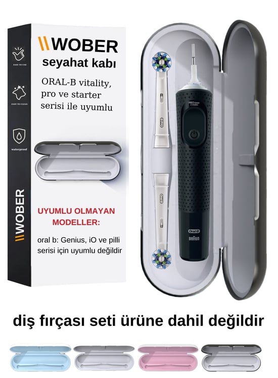 Wober Oral-B Uyumlu Şarjlı Diş Fırçası Seyahat Saklama Kabı Siyah