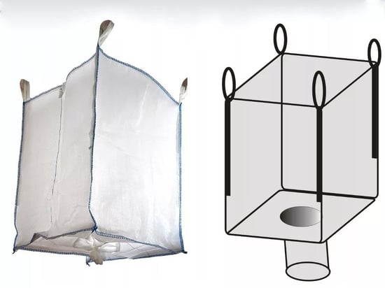 Private 1 Adet Sanayi Tipi Big Bag Büyük Grit Çuval 90x90x120 Cm Alt Bacalı Tahliyeli