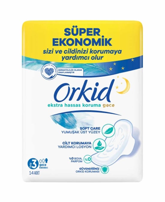 Orkid Hijyenik Ped Extra Hassas Süper Eko 14'lü Gece