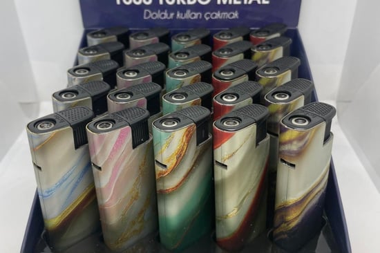 Koko Turbo 1800 Metal Mermer Desenli Çakmak 25'li