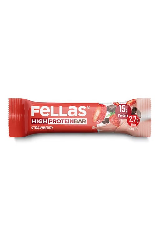 Fellas Yüksek Protein Bar - Çilekli 45g X 12 Adet