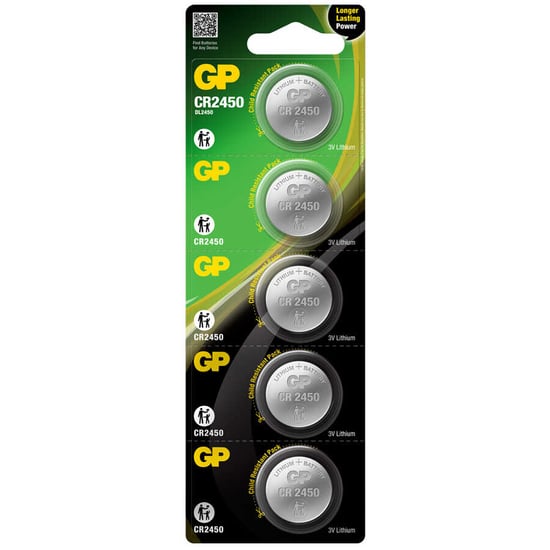 Gp Batteries Cr2450 2450 Boy Lityum Düğme Pil, 3 Volt, 5'li Kart