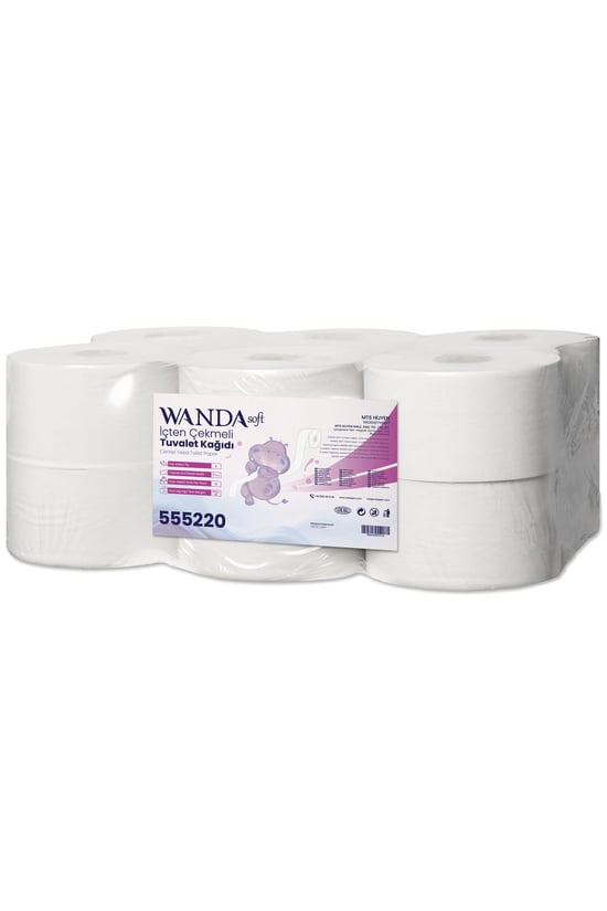 Wanda Soft Mini Cimri İçten Çekmeli Tuvalet Kağıdı 4 Kg 88m Rulo - 12'li Paket - 2 Katlı, 21cm Yaprak Eni