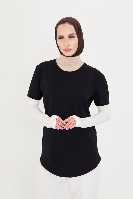 Hürrem Bone Krem Tesettür Parmak Geçmeli Kolluk Viskon Düz 1024_40