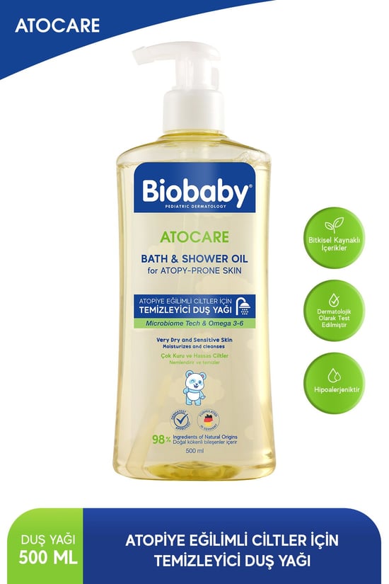 Biobaby Atopiye Eğilimli Ciltler için Temizleyici Duş Yağı 500 Ml