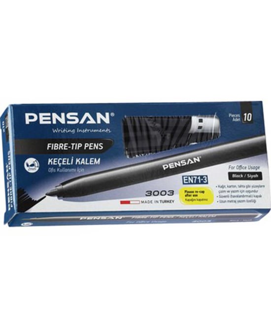 Pensan Siyah Ofis Tipi Keçeli Kalem 10'lu Paket